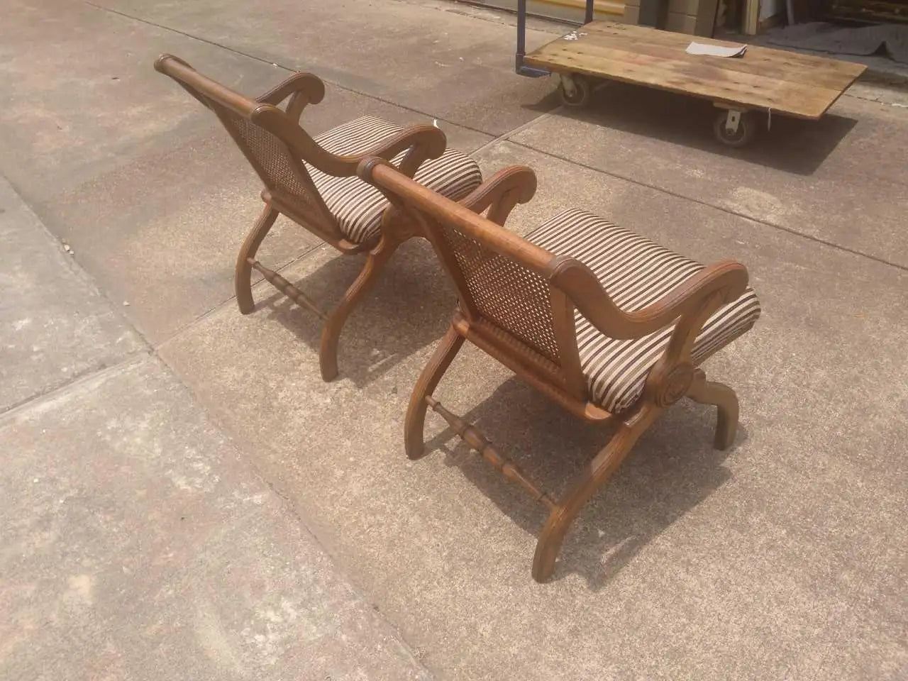 Pair of Vintage Curule Arm Chairs