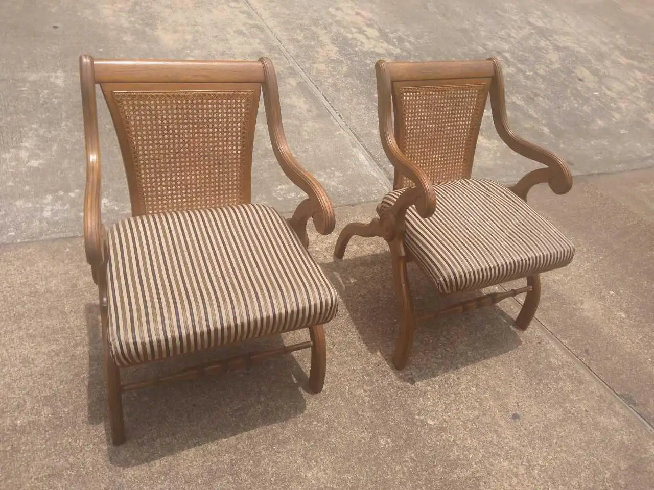 Pair of Vintage Curule Arm Chairs