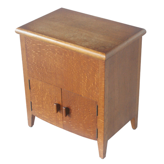 Vintage White Oak Side Table Cabinet