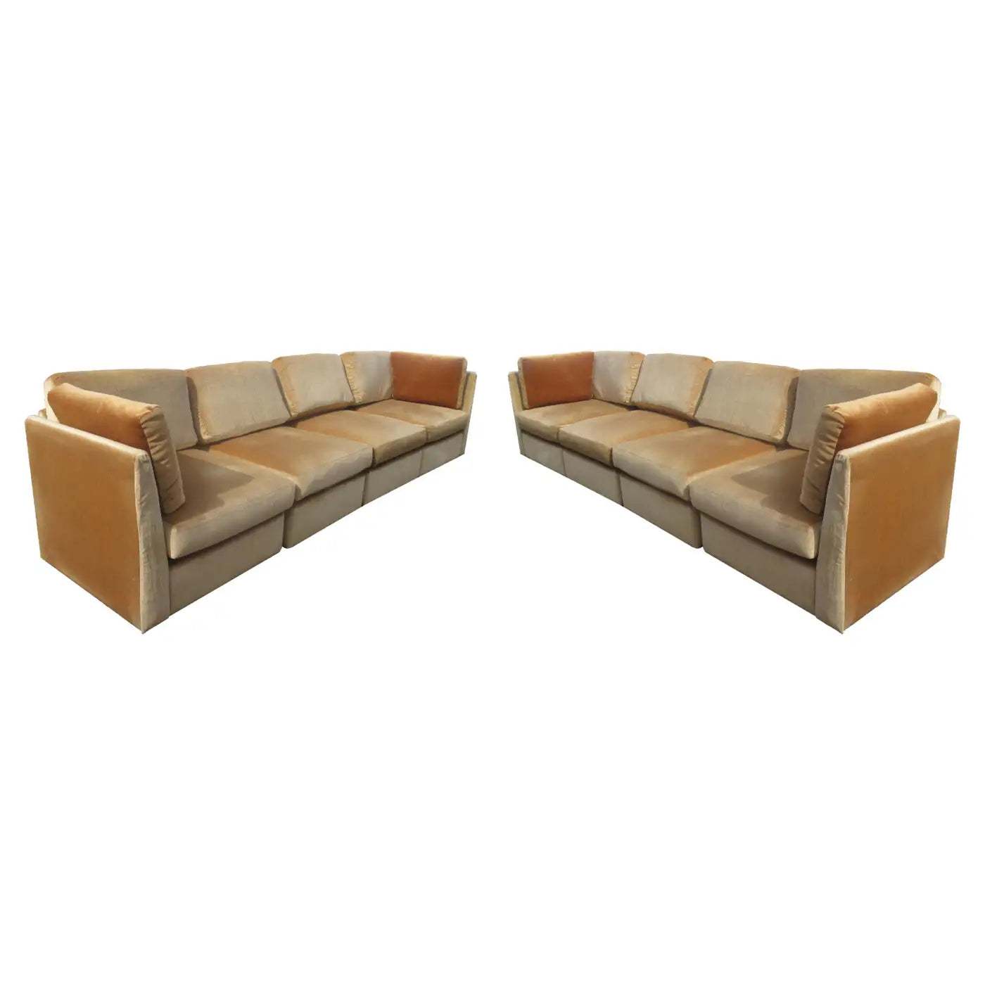 Mid Century Low Profile Velvet Sectional Sofa