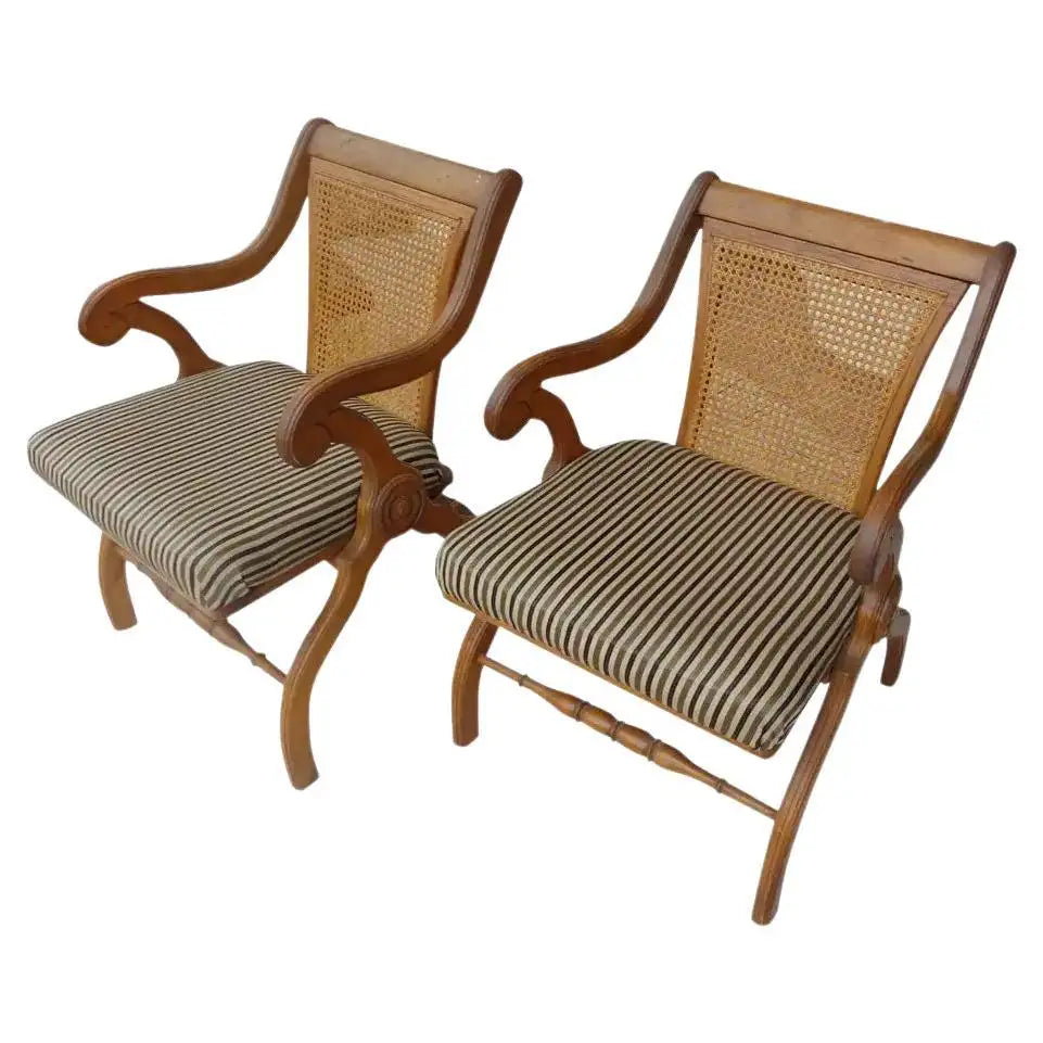 Pair of Vintage Curule Arm Chairs