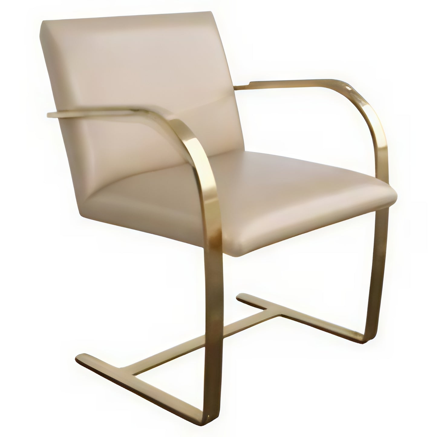 One Brass Flat-Bar Brno Chairs by Mies Van Der Rohe