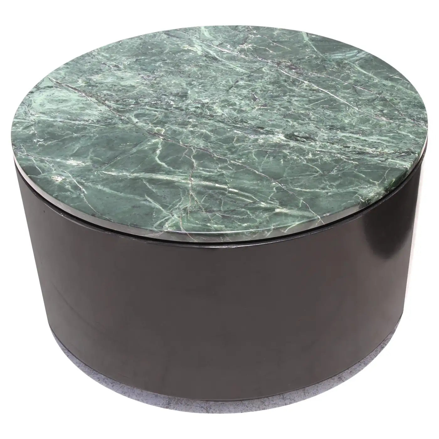 One Mid-Century Modern Paul Mayen Style Green Marble Top Drum Side Table