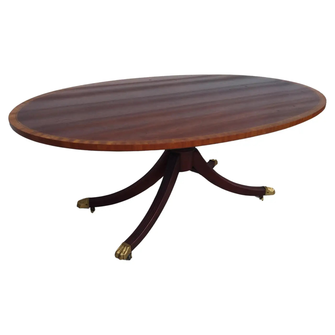 Duncan Phyfe Coffee Table w/ Pedestal Base on casters