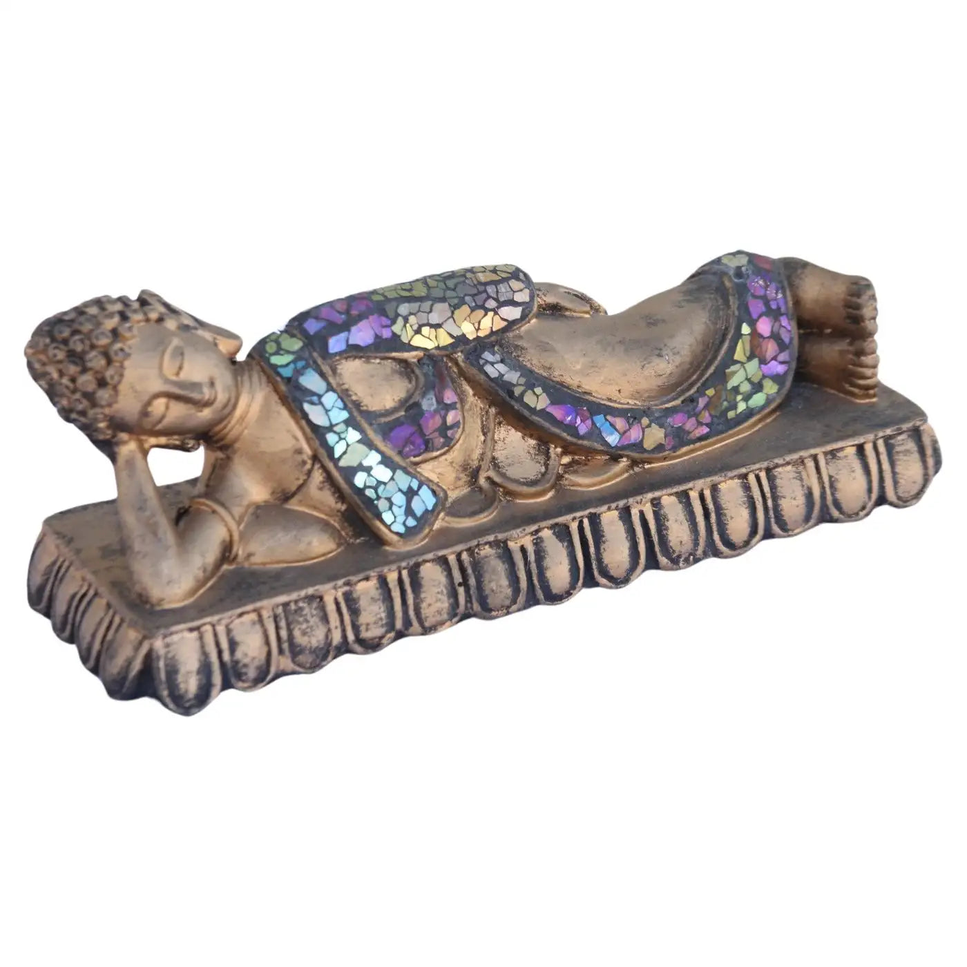 Brass Hand-painted Buddha Sleeping Sculpture