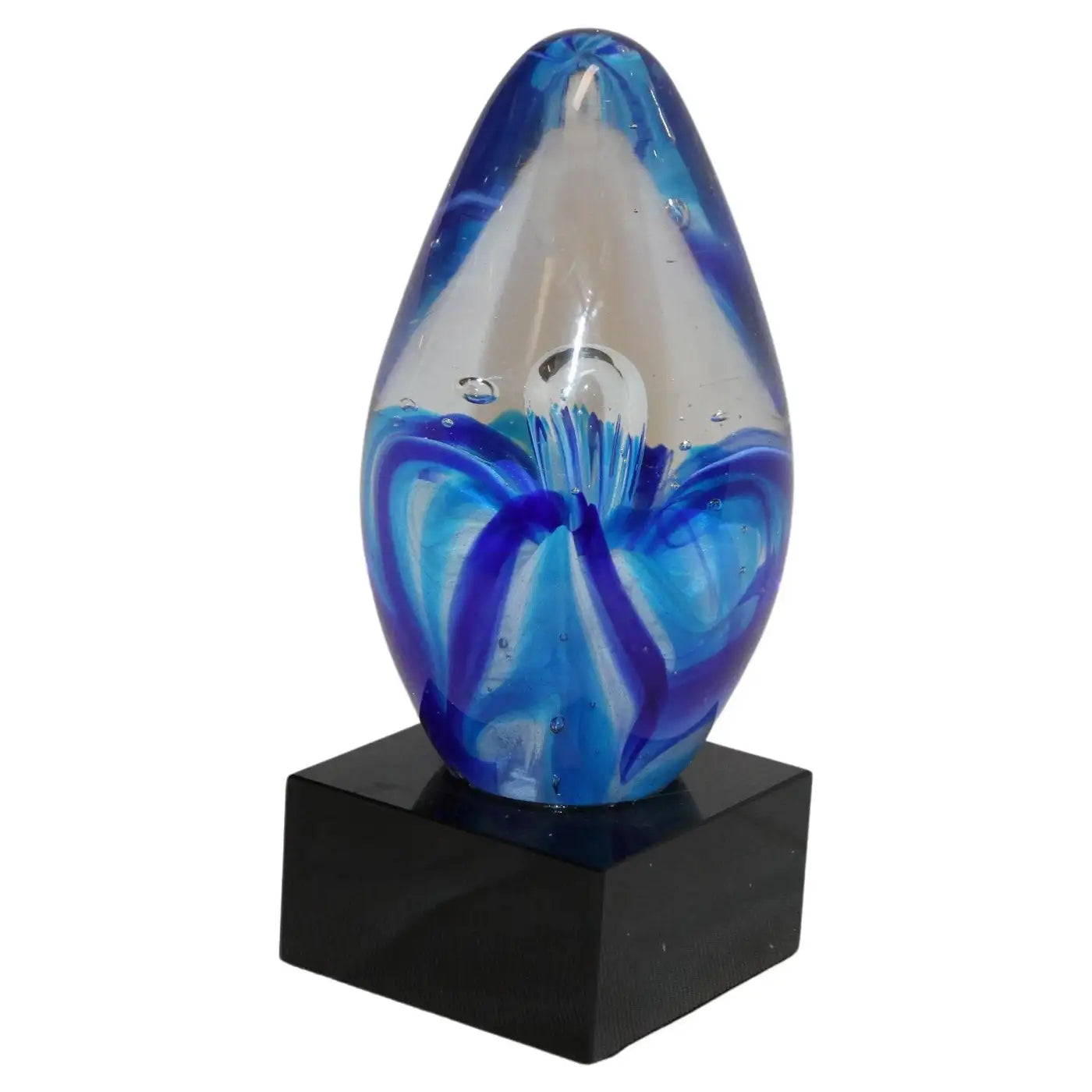 Hand Blown Blue Swirl Art Glass