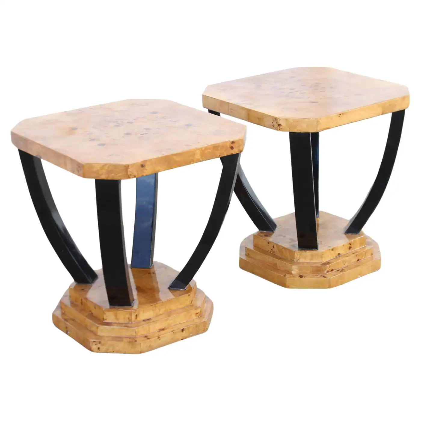 Art Deco Sculptural Burl End Tables