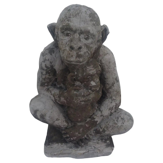 Cement Cast Monkey carrying child