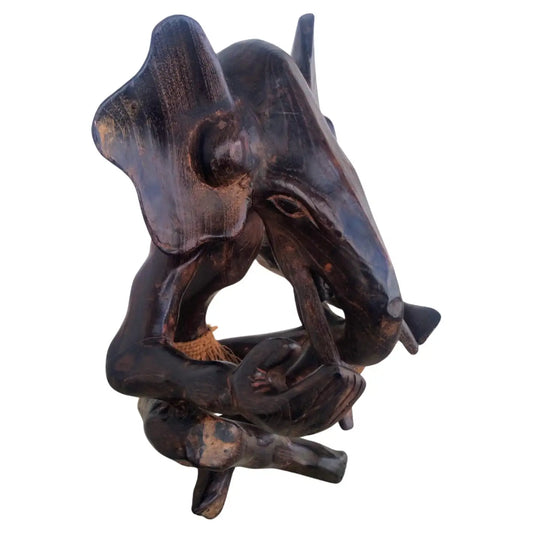 Hand Carved Wood Elephant Sculpture