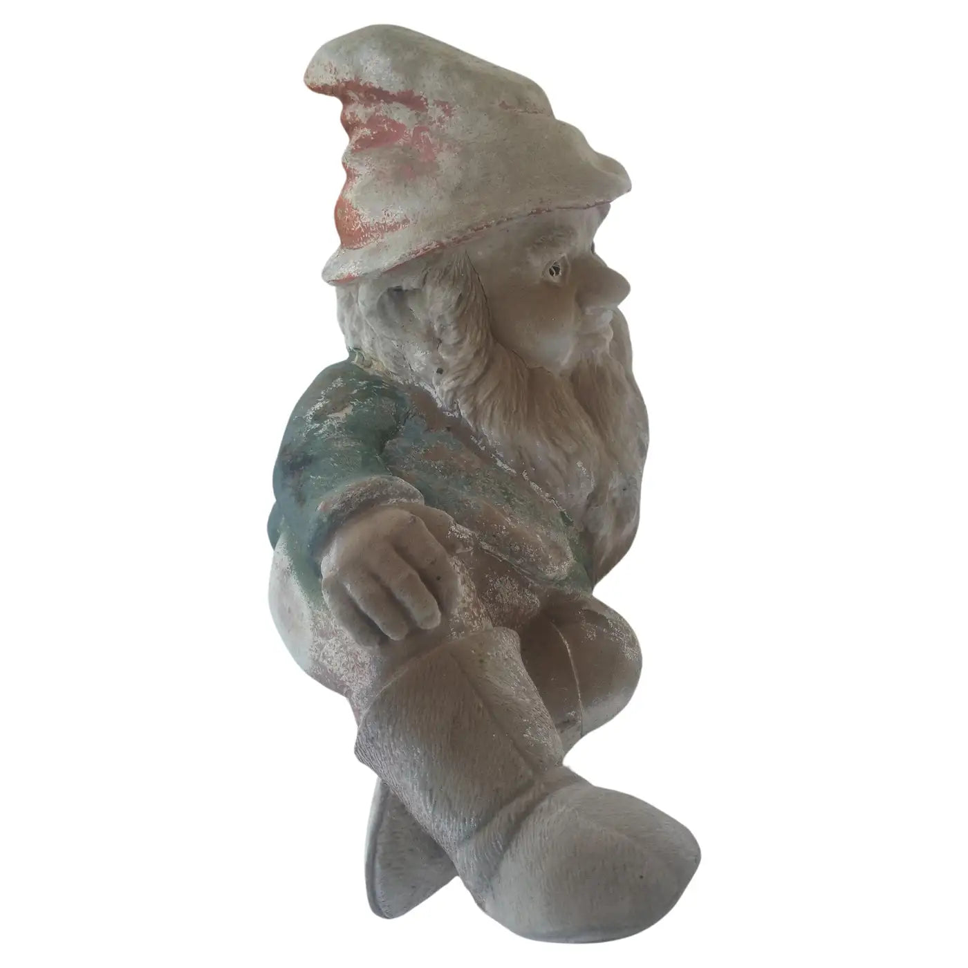 Vintage Cement Cast Lazy Gnome Garden Statue