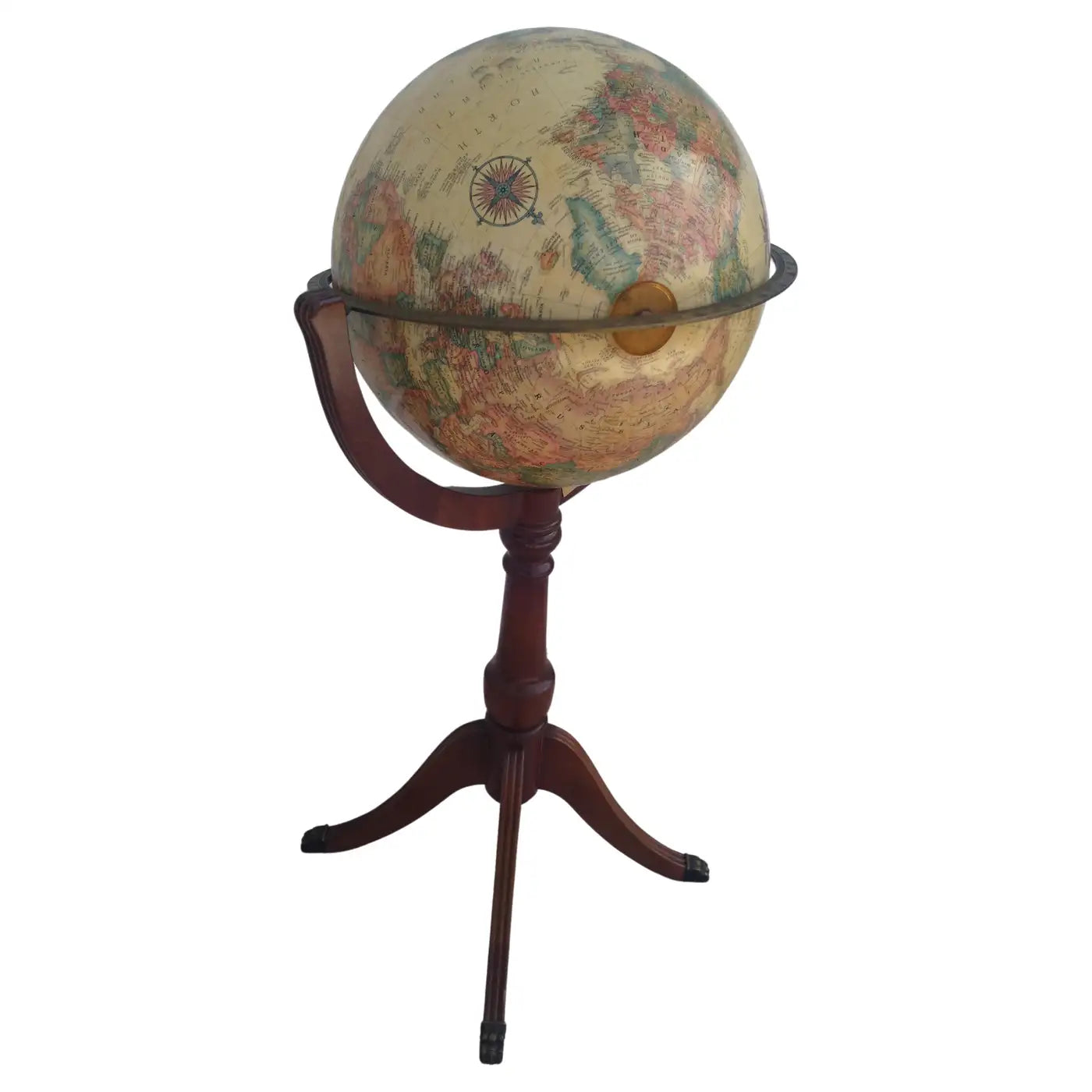 Vintage Globe on Regency Pedestal Stand