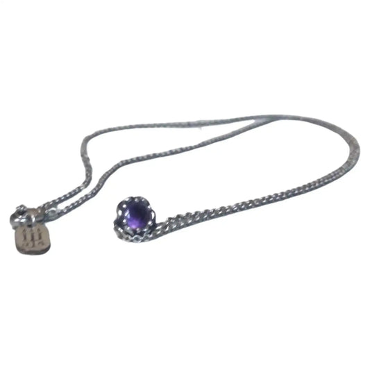 James Avery Sterling Silver 20' Link Chain with Amethyst Pendant