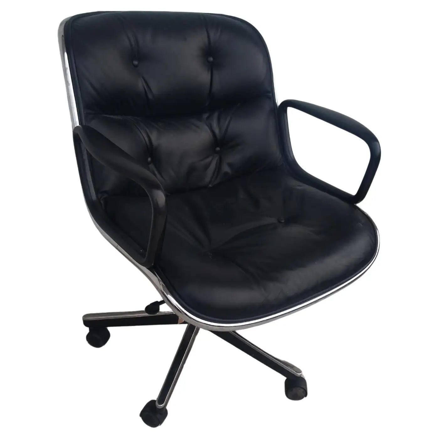 Charles Pollock Black Leather Executive Chair