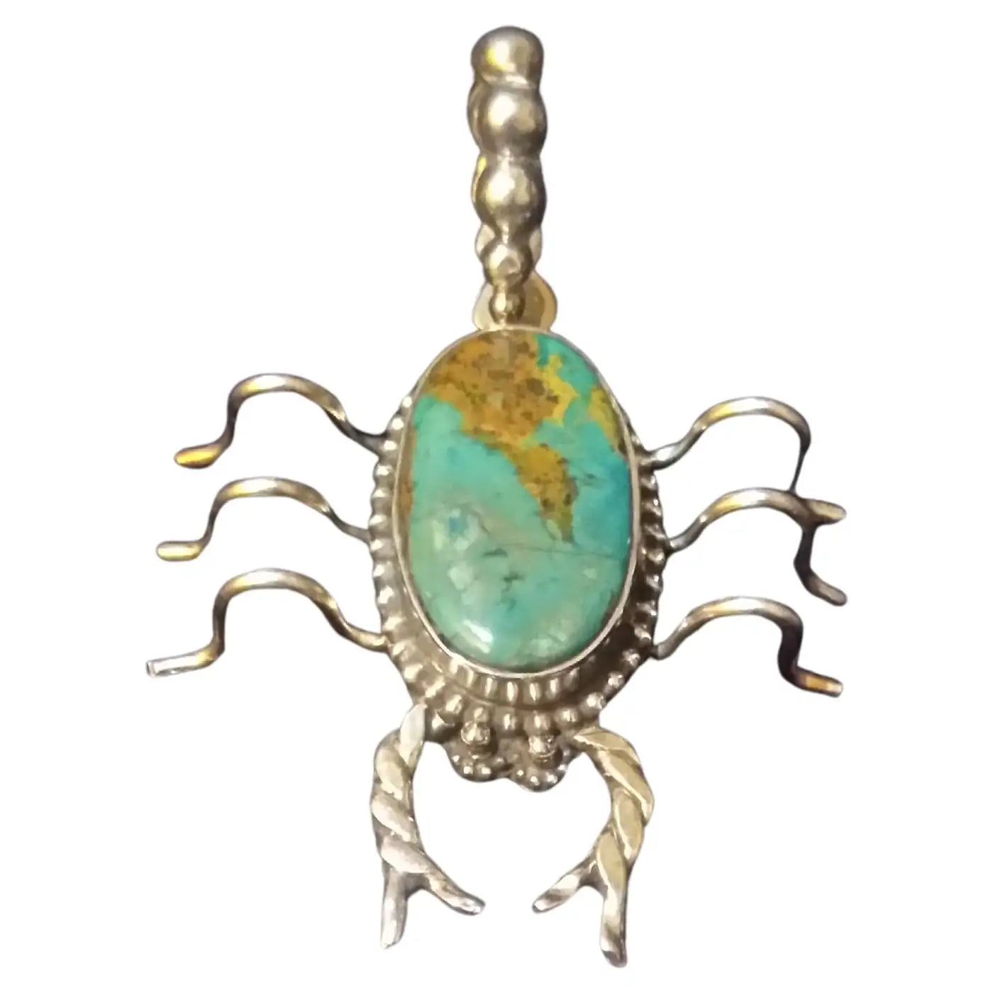 Navajo Indian Sterling Silver and Turquoise Scorpion Pendant