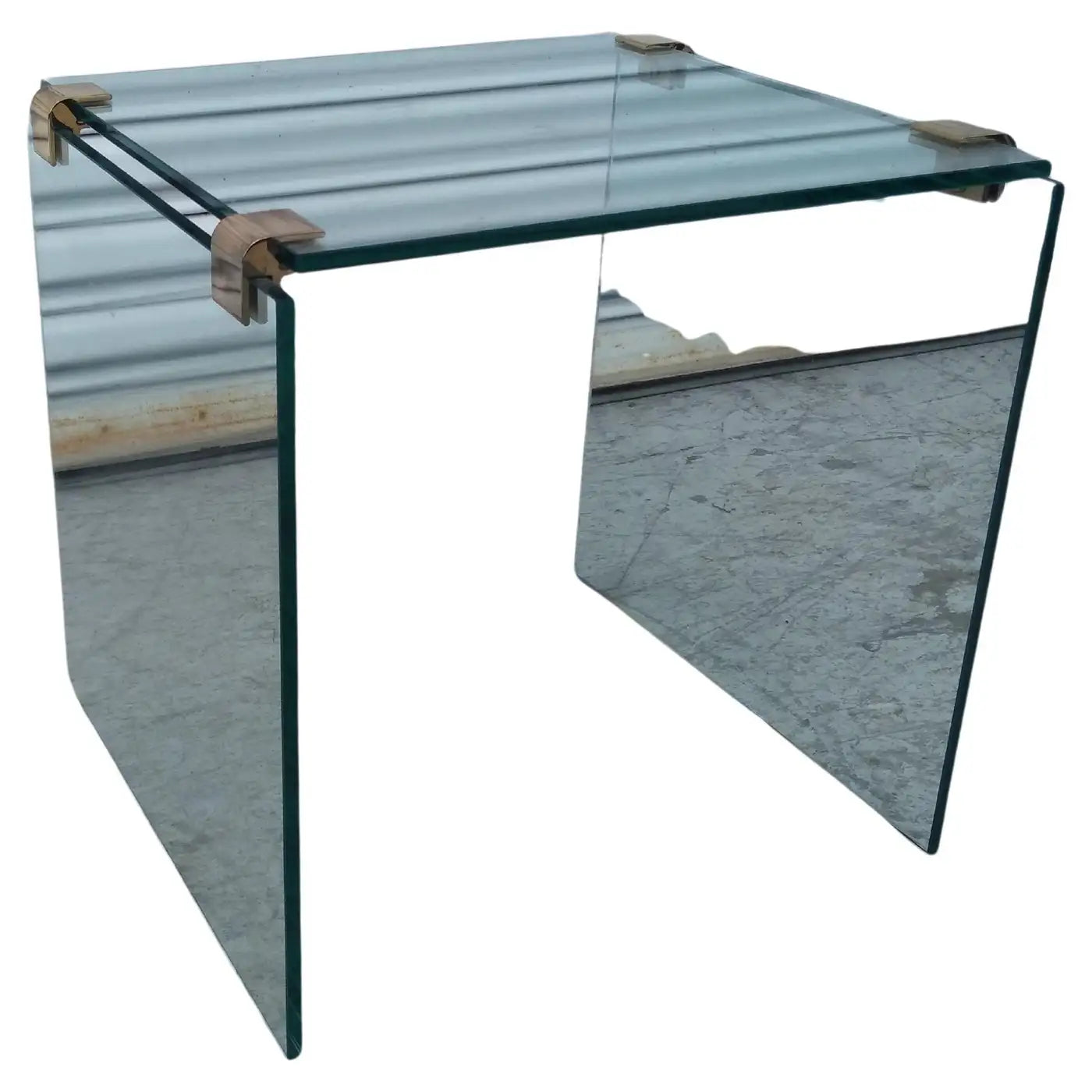 Pace Collection Style Glass Table with Brass Accents