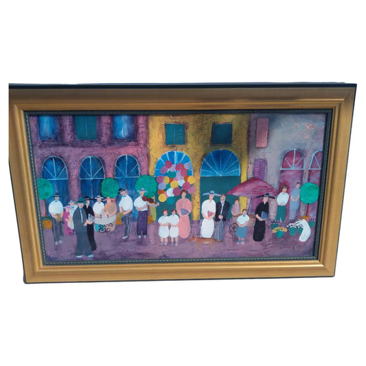 Original Jim Hill Acrylic on Canvas City Street Scene