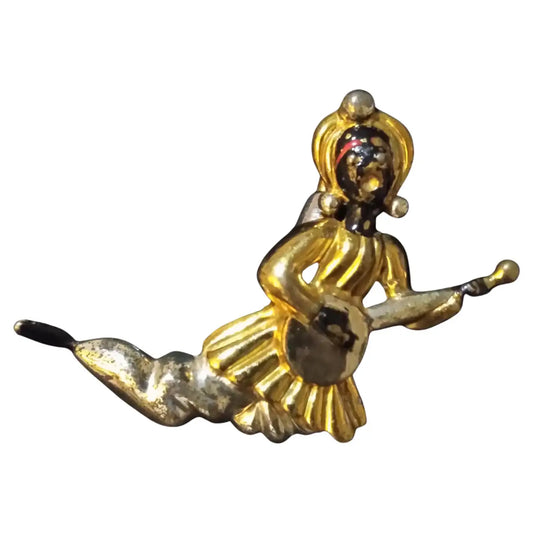 Sterling Silver and Gold Plated Brooch of Musician