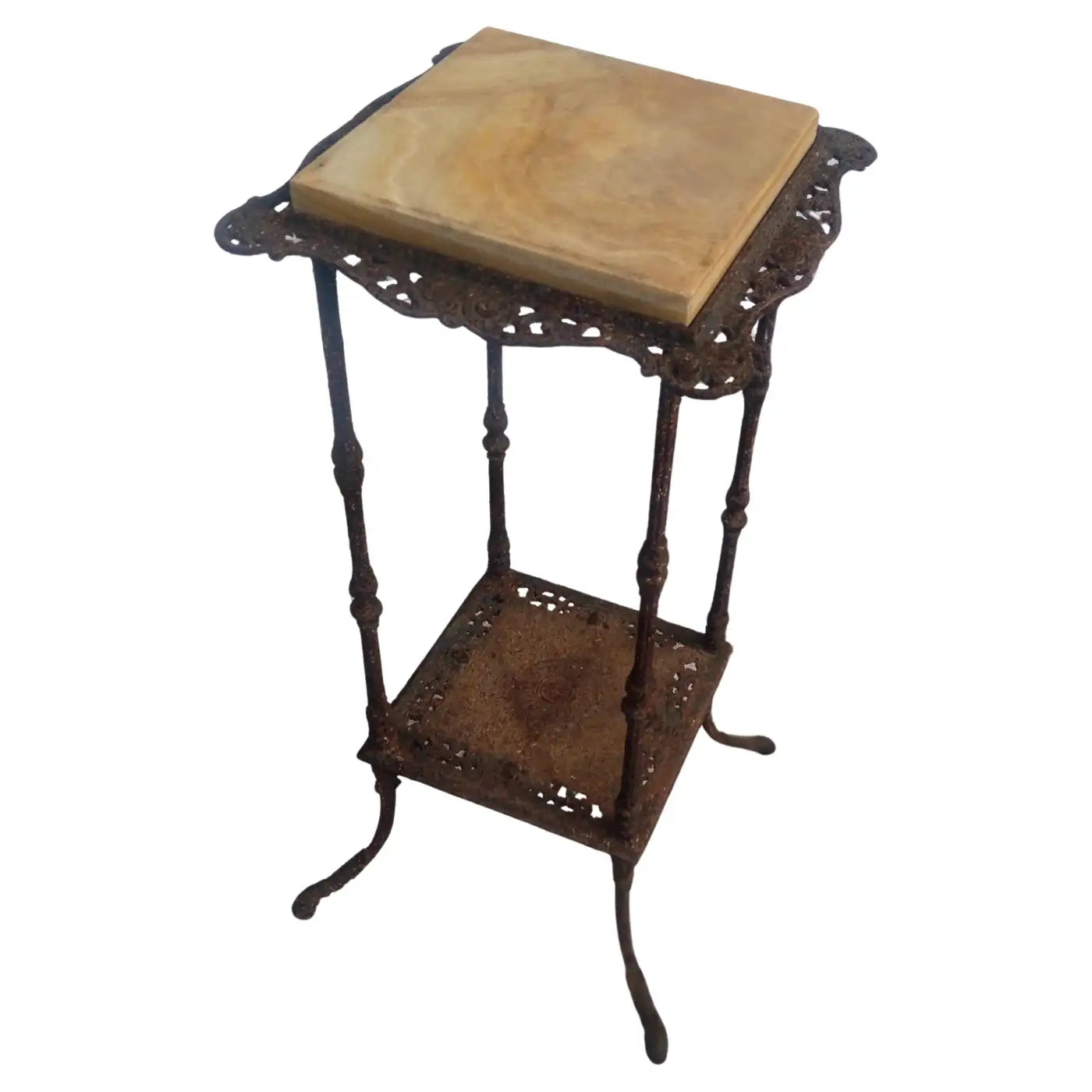 French Wrought Iron Marble Top Pedestal stand