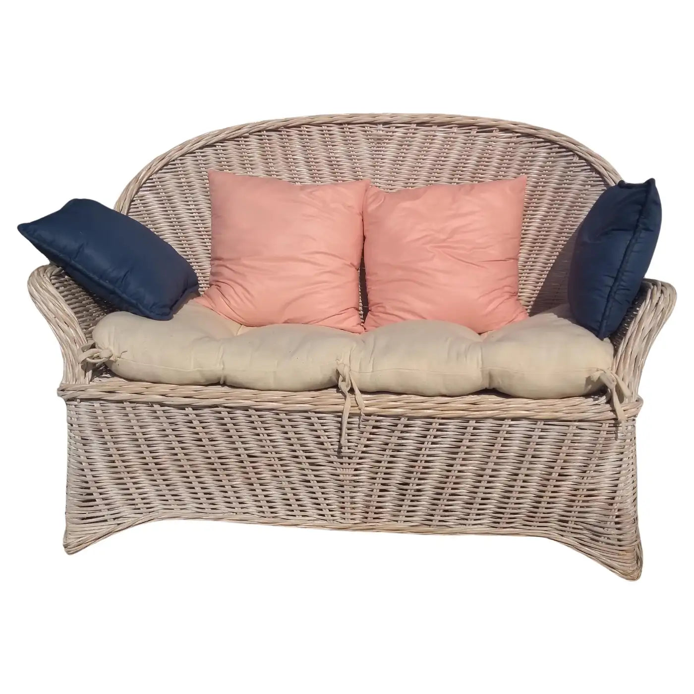 Boho Chic Bamboo and Rattan Settee