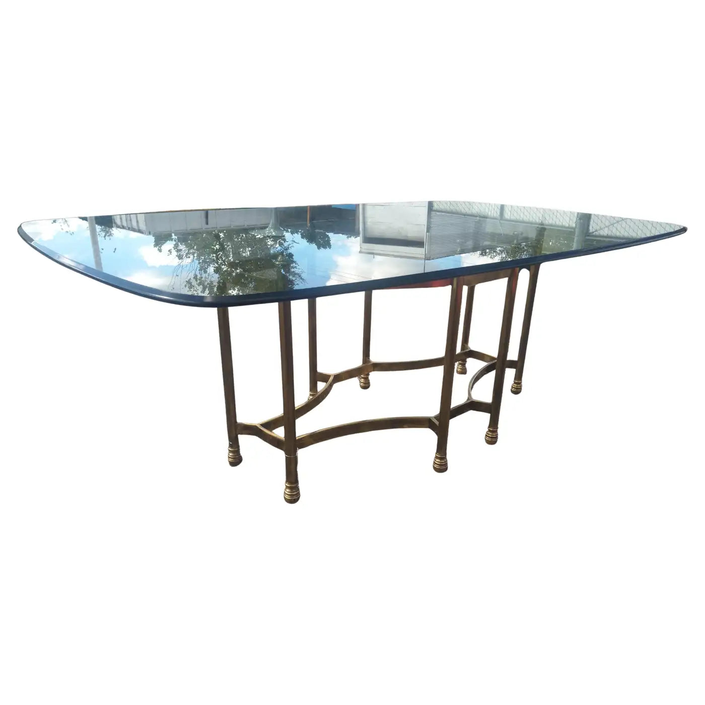 Maison Bagues Neoclassical Style Brass and Glass Dining Table