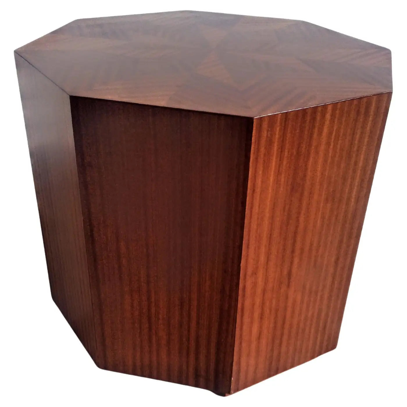 Brockstein Octagon Shaped Ribbon Mahogany Side Table