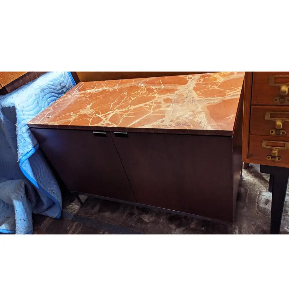 Modern credenza cabinet with marble top by knoll