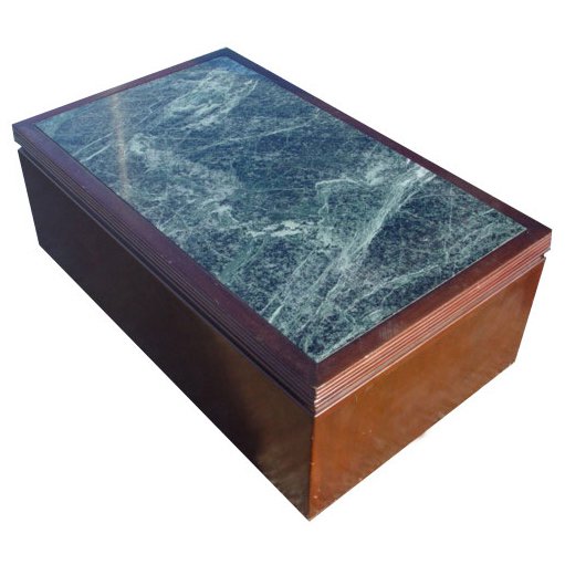 40″ x 24″ Rectangular Wood And Marble Pedestal Coffee Table