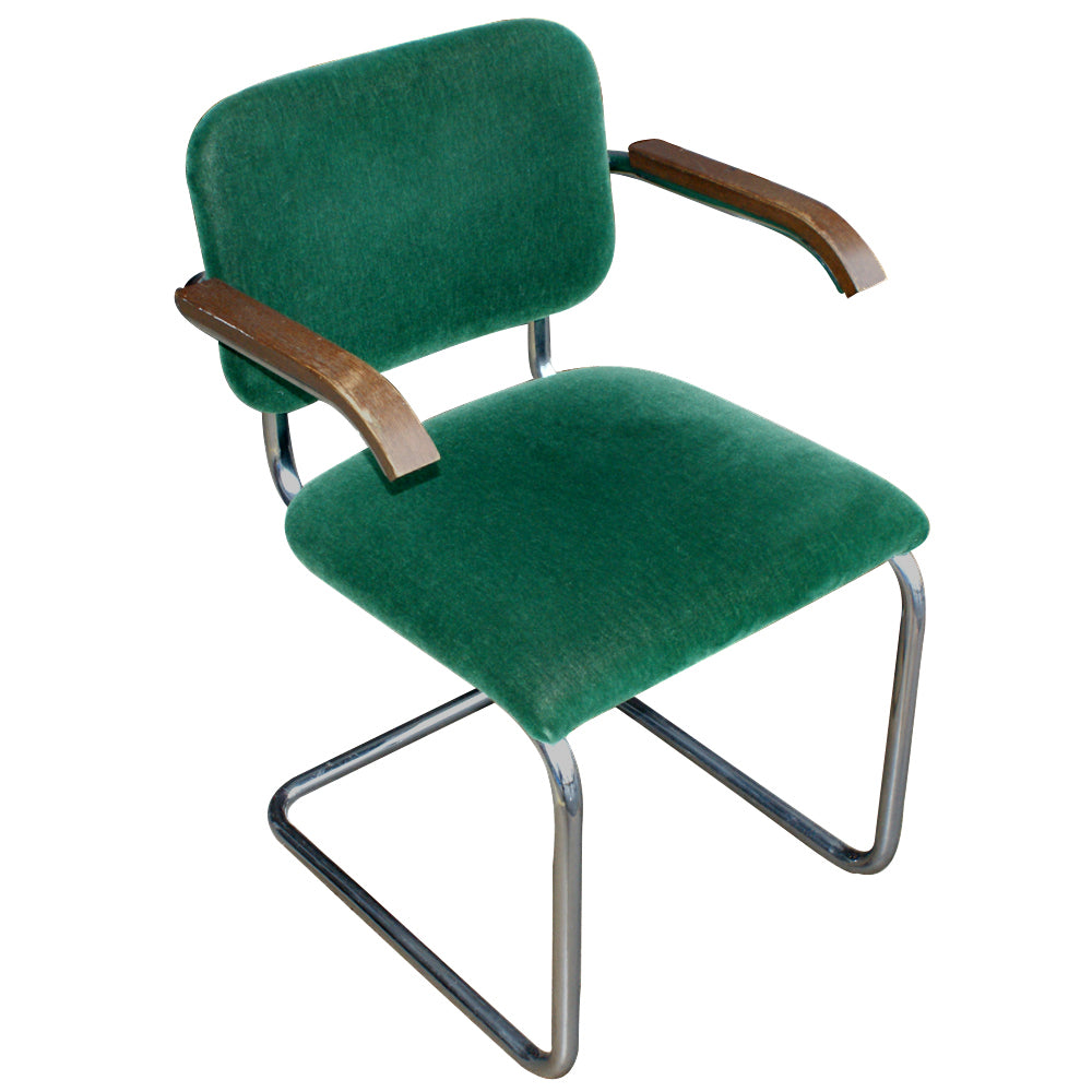 Green in Color Breuer Cesca Arm Chair, blending Bauhaus design with practicality, ideal for dining rooms, cafes, or home offices.