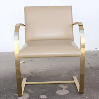 One Brass Flat-Bar Brno Chairs by Mies Van Der Rohe