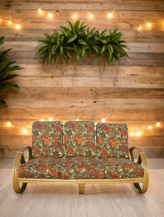 Rattan Sofa Lounge Tropical Incorporated by Paul Frankl Pretzel Design