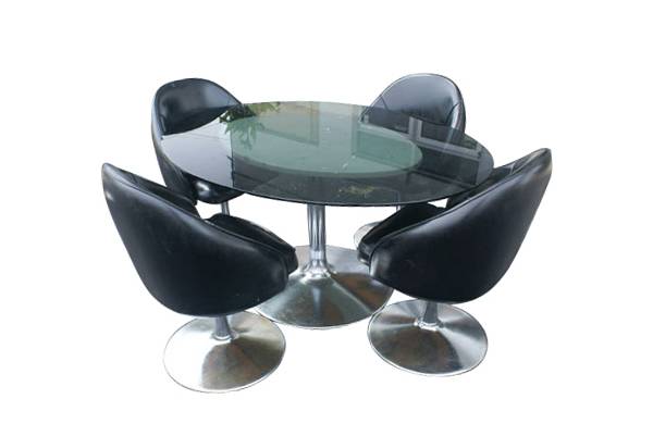 4.5` Oval Glass Top Mid Century Dining Set Table Chair Tulip