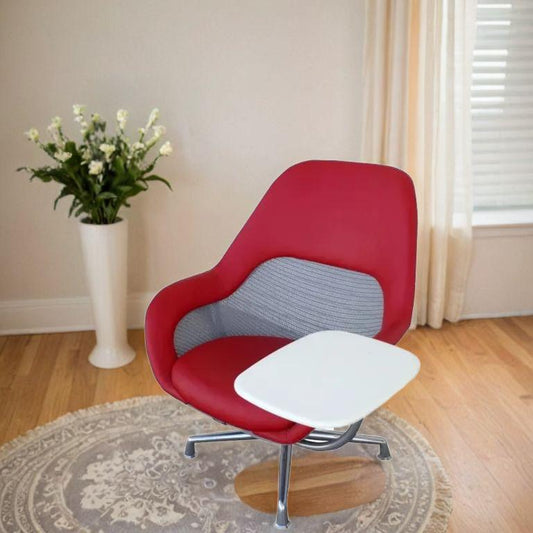 Steelcase “Coallesse” Red Lounge Chair with Arm Tablet